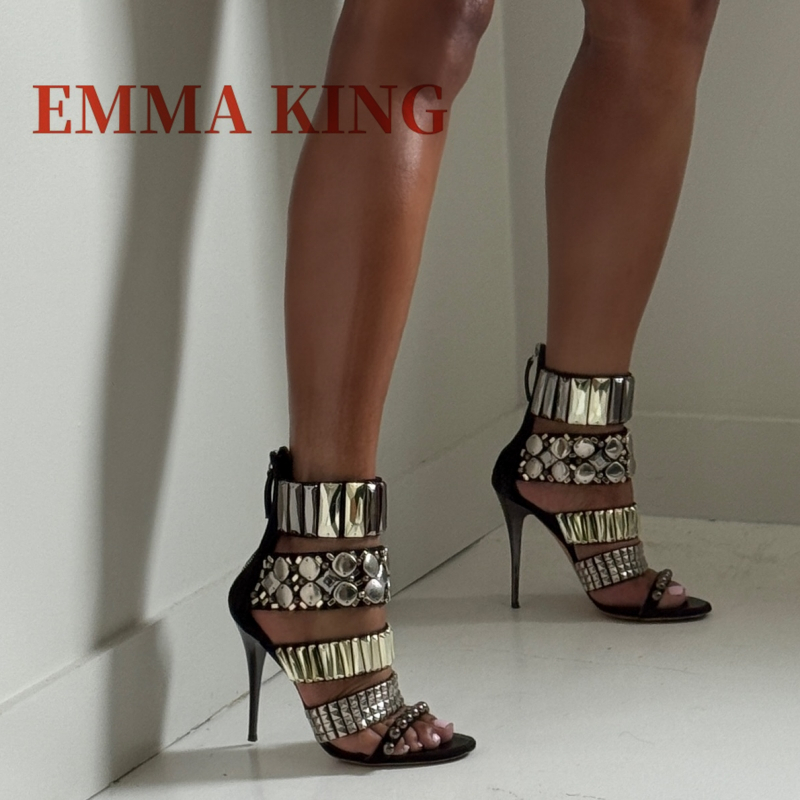 Black Embellished Ankle Strap  - Summer Clothing Stores 评论和价格